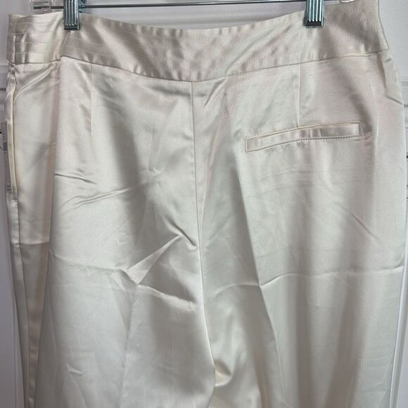 Anthropologie White Satin Jogger Track Pants 12 - Picture 6 of 9